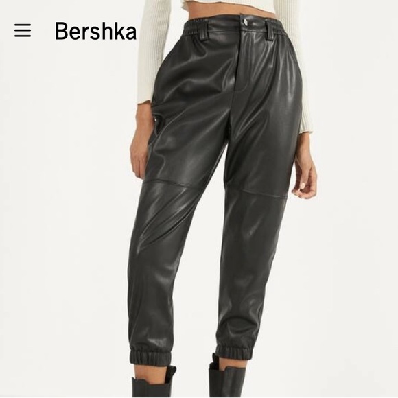 Bershka Faux Leather Jogger Pants - Picture 2 of 11
